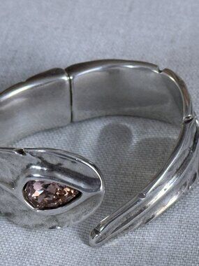 Uno De 50 Silver Hinged Cuff Statement Bracelet Bangle